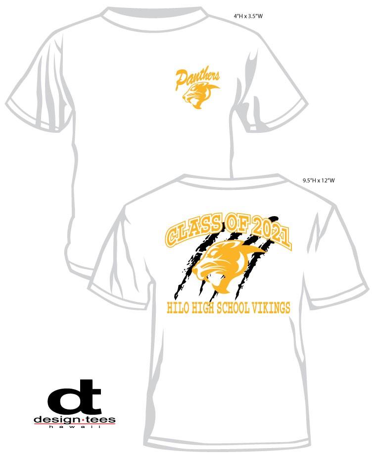 White T-Shirt with Class of 2021 Panther Logo