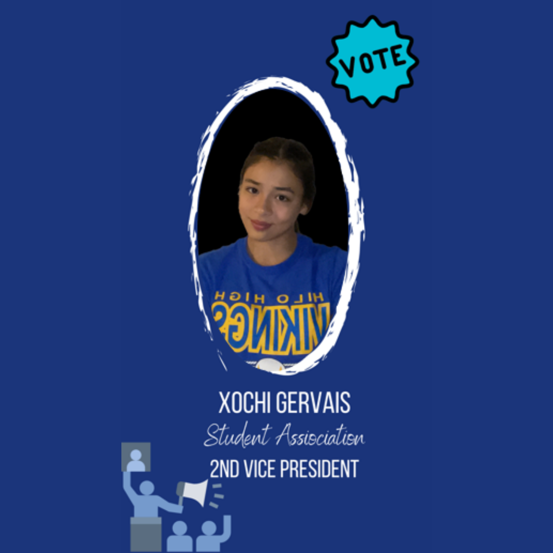 Vote Xochi Gervais - Student Association 2nd VP.  A photo of Xochi is included